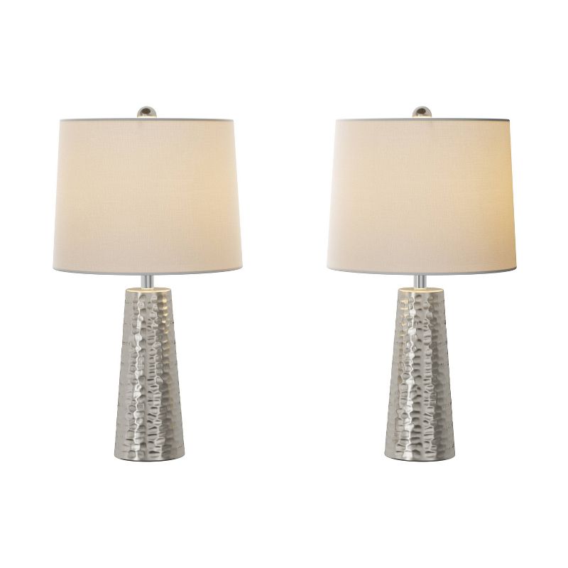 Table Lamps-Set of 2 Hammered Flared Drum Lights (Includes LED Light Bulb)