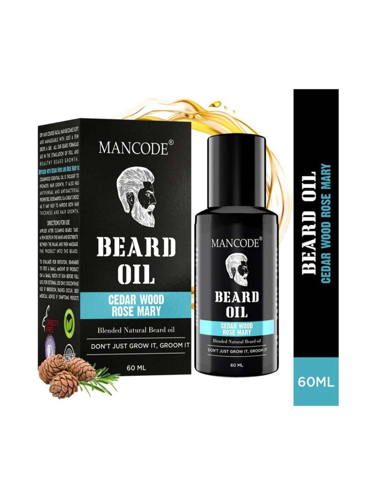 Mancode Beard Oil - Cedar Wood & Rose Mary - 60 ml
