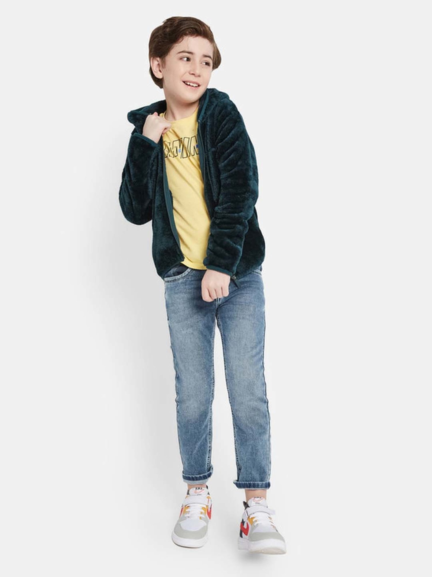 Octave Kids Teal Blue Regular Fit Full Sleeves Sweatshirt