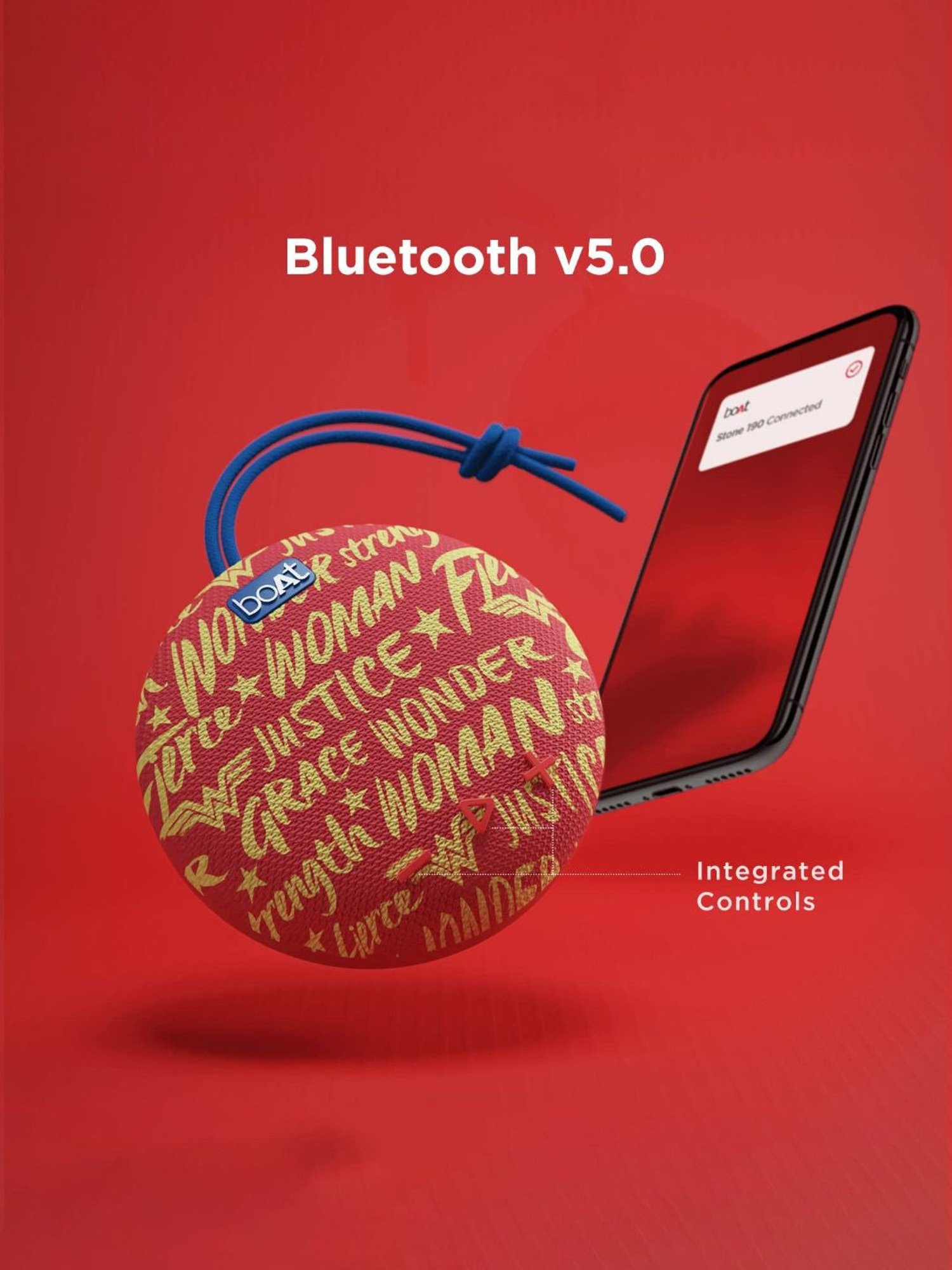 Boat Stone Superman Edition 5W Bluetooth Speaker with Upto 4H Playtime (Amazonian Red)