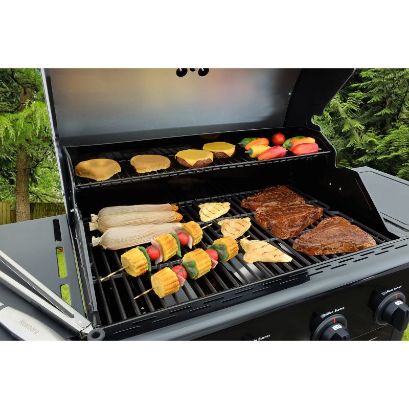 Kenmore 4 Burner Open Cart Grill with Side Burner PG-40406S0L-1 Stainless Steel and Black