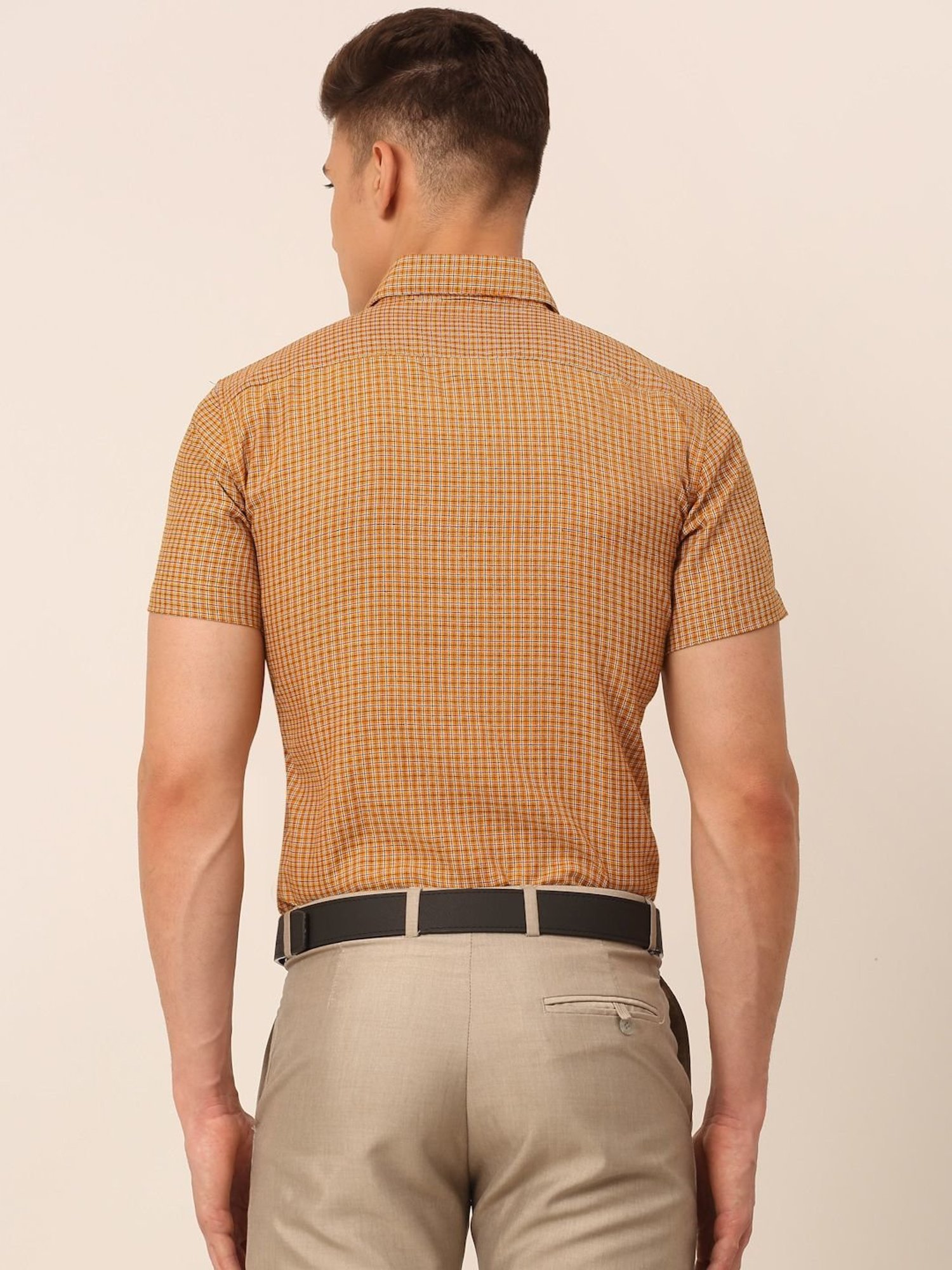 Jainish Mustard Cotton Regular Fit Checks Shirt