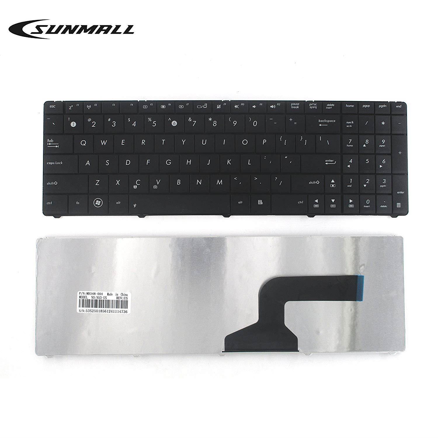 SUNMALL Keyboard Replacement Without Frame for Asus n53 k54l x55 x55u x55a x54c x54h x55vd x55c r500 f55 f75 Series Laptop Black US Layout(6 Months Warranty)