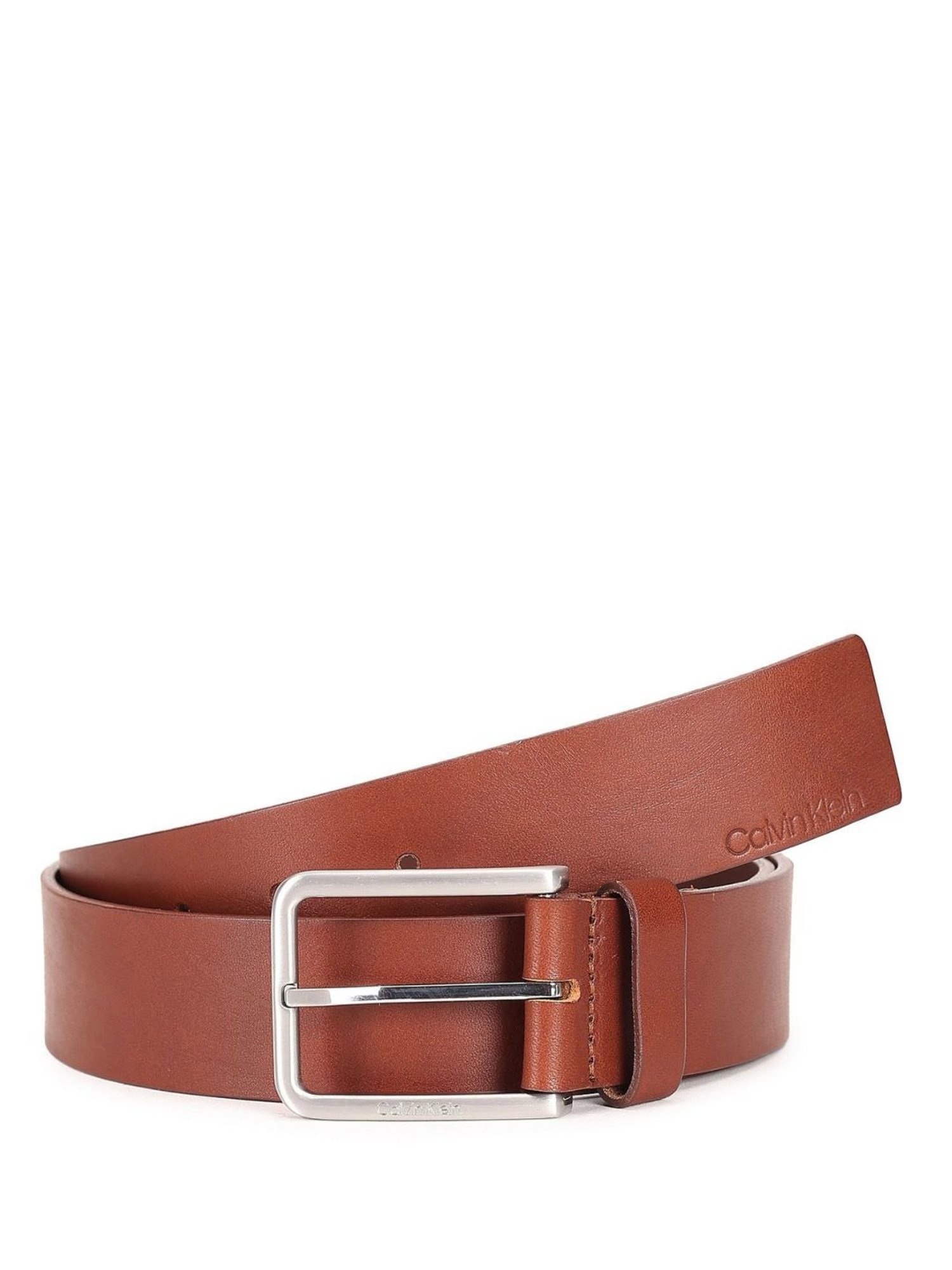 Calvin Klein Jeans Dark Tan Leather Casual Belt