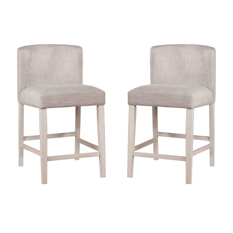 Set of 2 Clarion NonSwivel Wing Arm Counter Height Barstool Sea White - Hillsdale Furniture