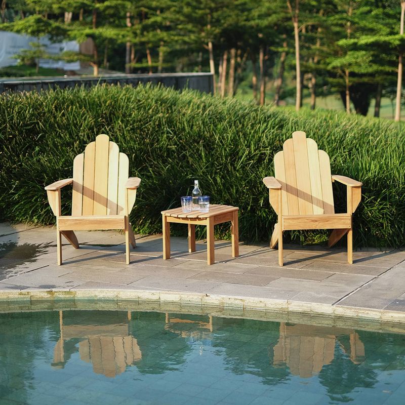 Sherwood 3pc Outdoor Patio Adirondack Chat Set - Teak - Cambridge Casual