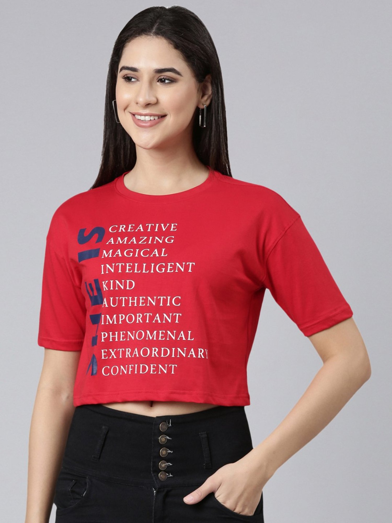 Kryptic Pure Cotton Printed Drop Shoulder Oversized Crop T-Shirt