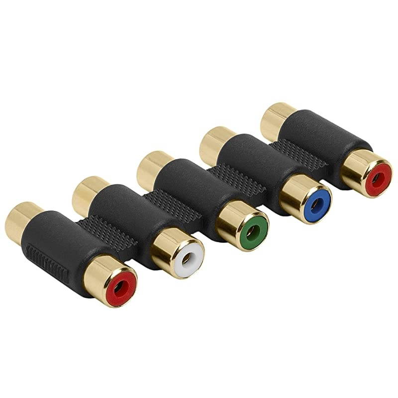 5RCA Female to 5 RCA Female Adapter Audio Video 5RCA RGB Component Splitter Gold Plated Coupler
