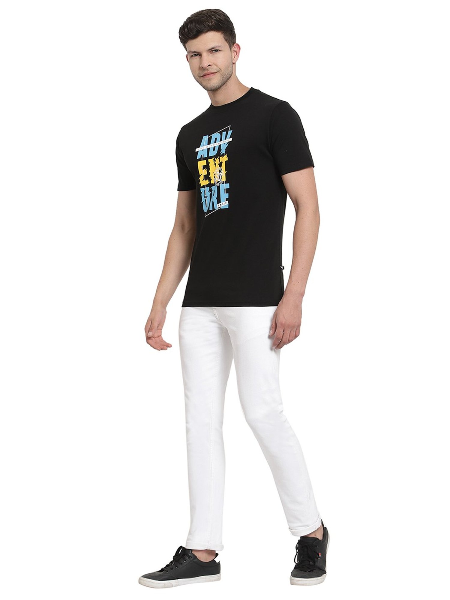 Proteens Black Printed Cotton T-Shirt