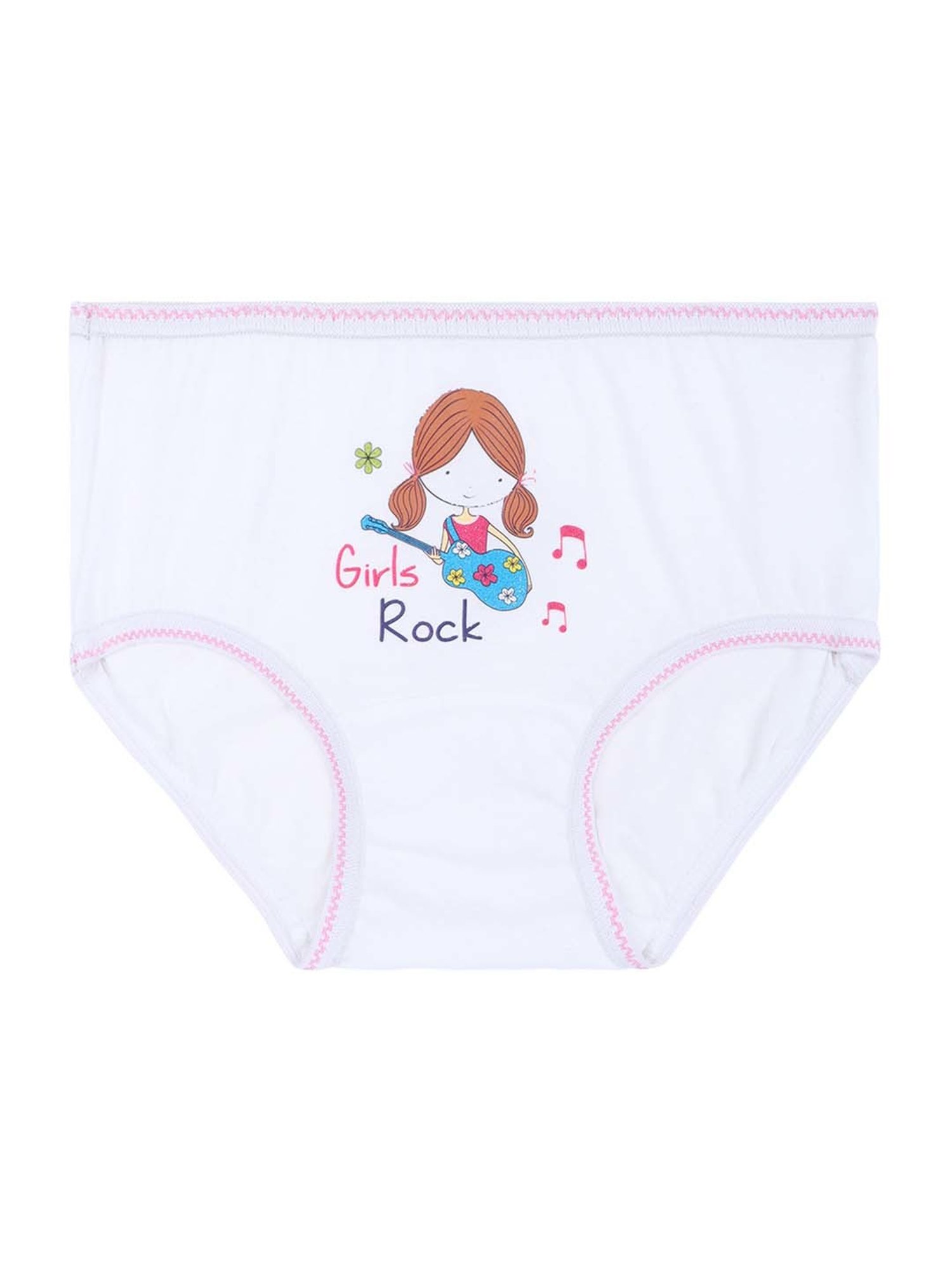 Dyca Kids White Cotton Printed Panties (Pack of 6)