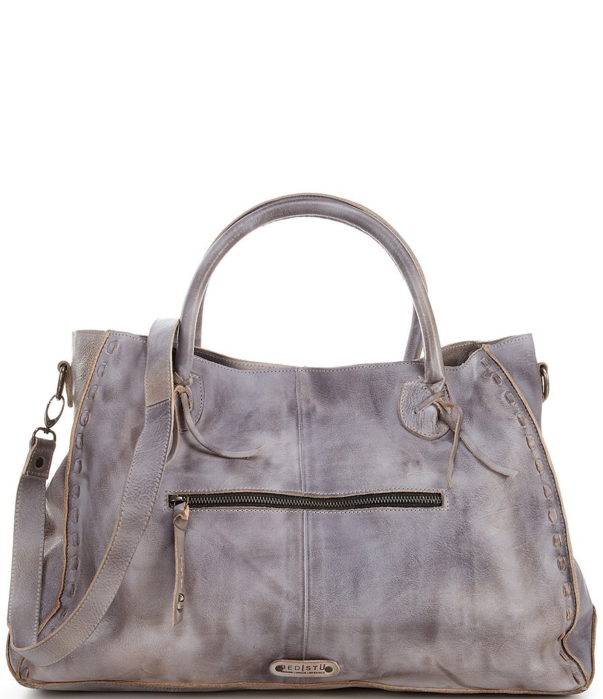 Bed Stu Rockaway Stitch-Detail Distressed Satchel Bag