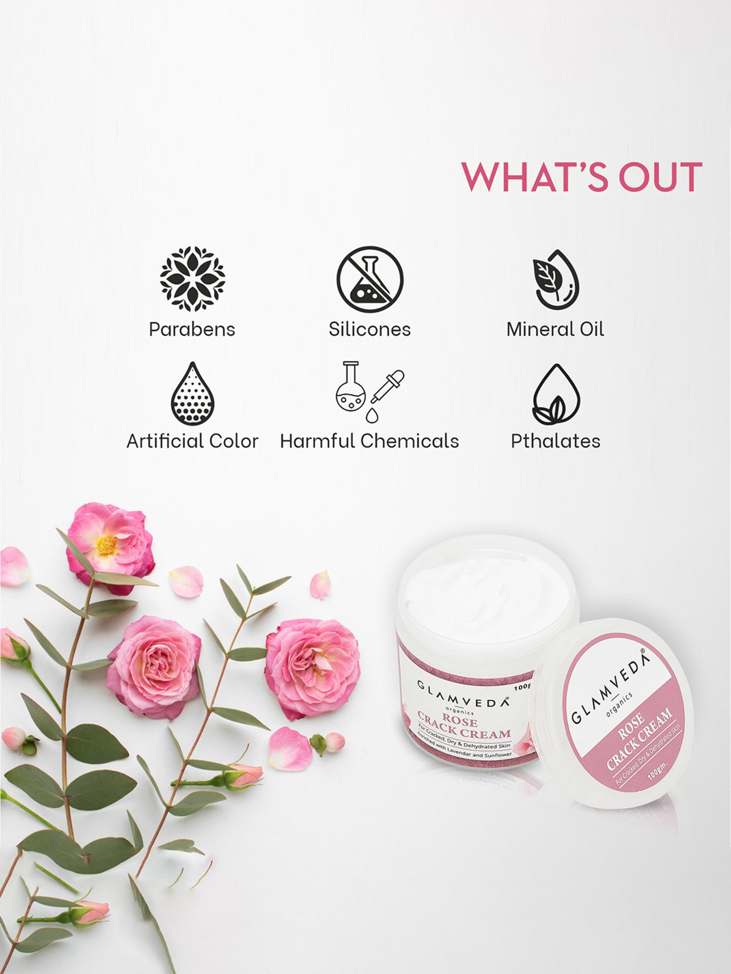 Glamveda Rose Crack Cream - 100 gm