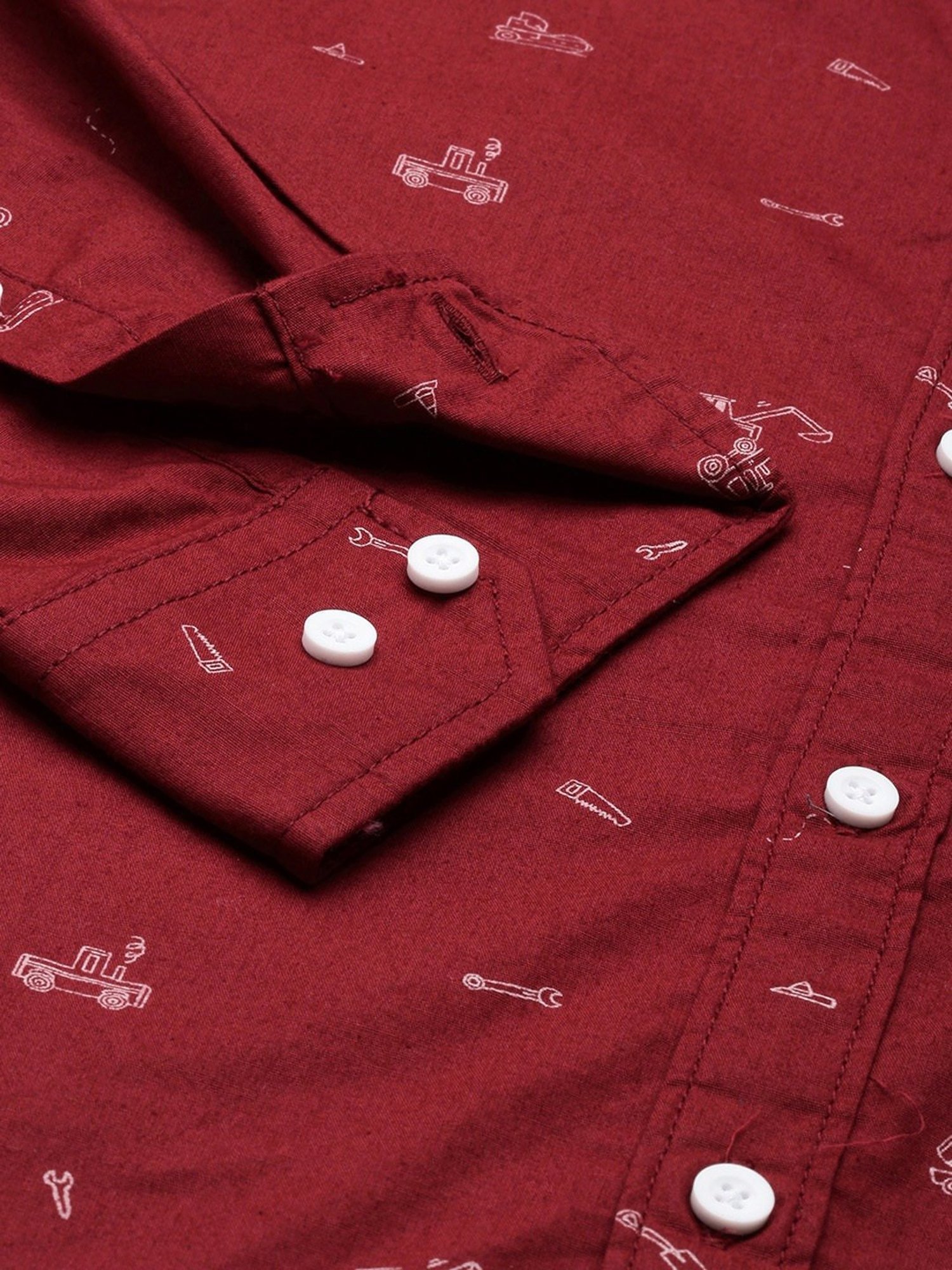 IVOC Maroon Slim Fit Printed Shirt