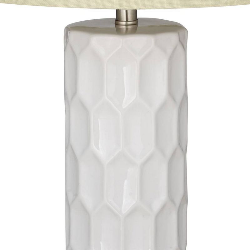 21" Ceramic Lamp with Yellow Shade White (Includes LED Light Bulb) - Cresswell Lighting