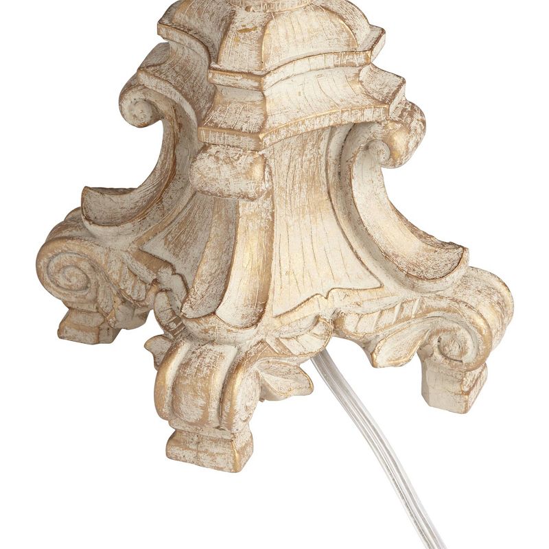 Regency Hill Country Cottage Console Table Lamp Antique White Floral Vine Candlestick Beige Bell Shade for Living Room Bedroom