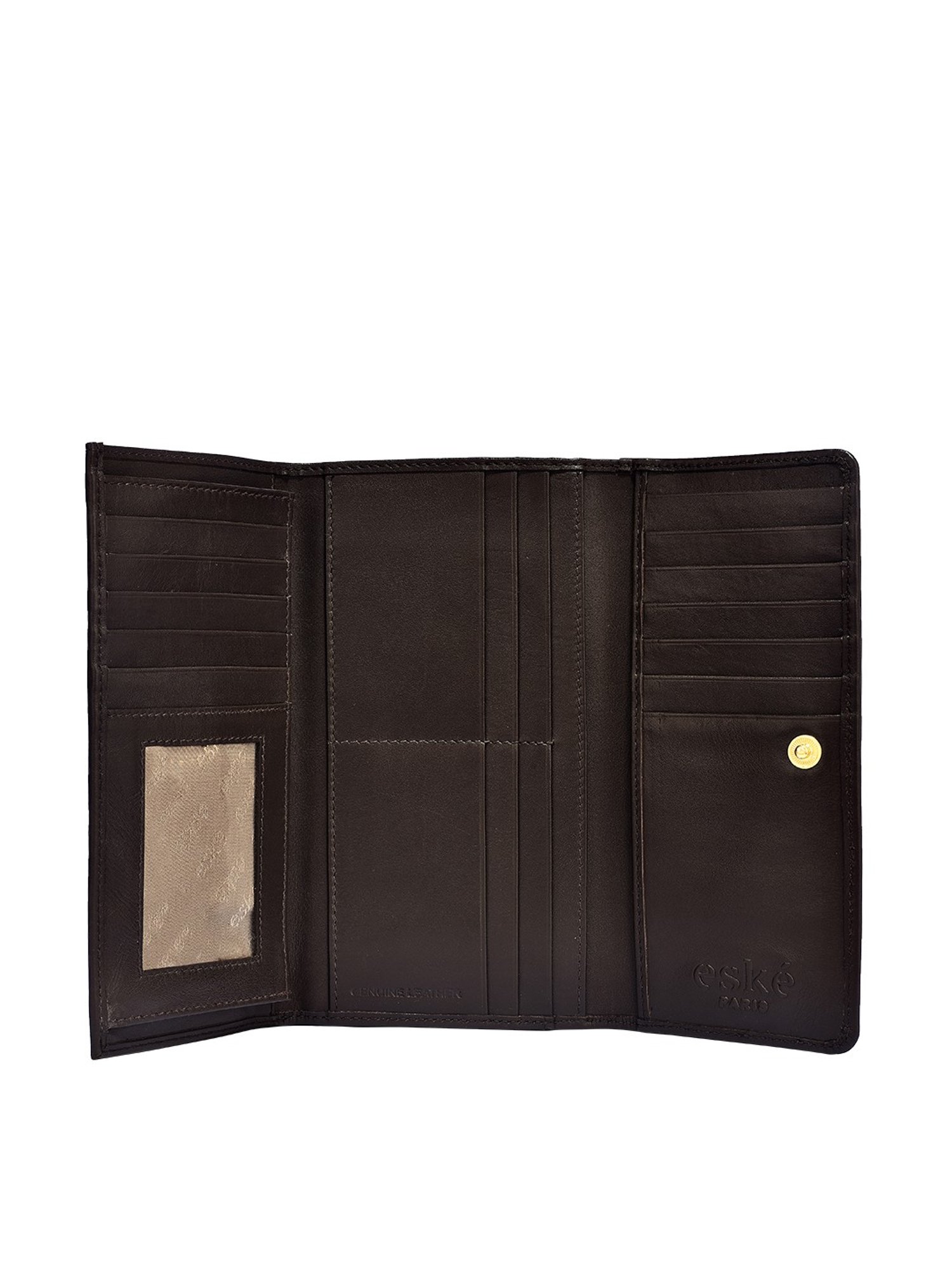 Eske Claire Brown Solid Tri-Fold Wallet for Women