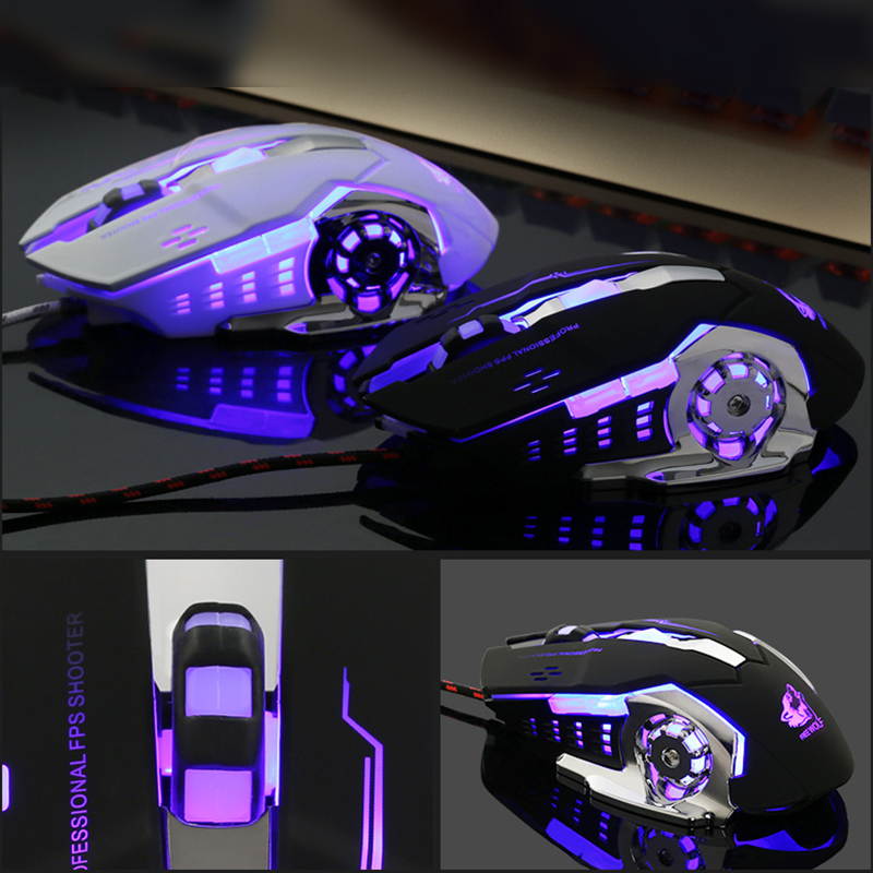 HXSJ Ergonomic Optical Office 2.4G Wireless Gaming Mouse Mice Adjustable 2400 DPI with 6 Buttons for Laptop PC Notebook Computer