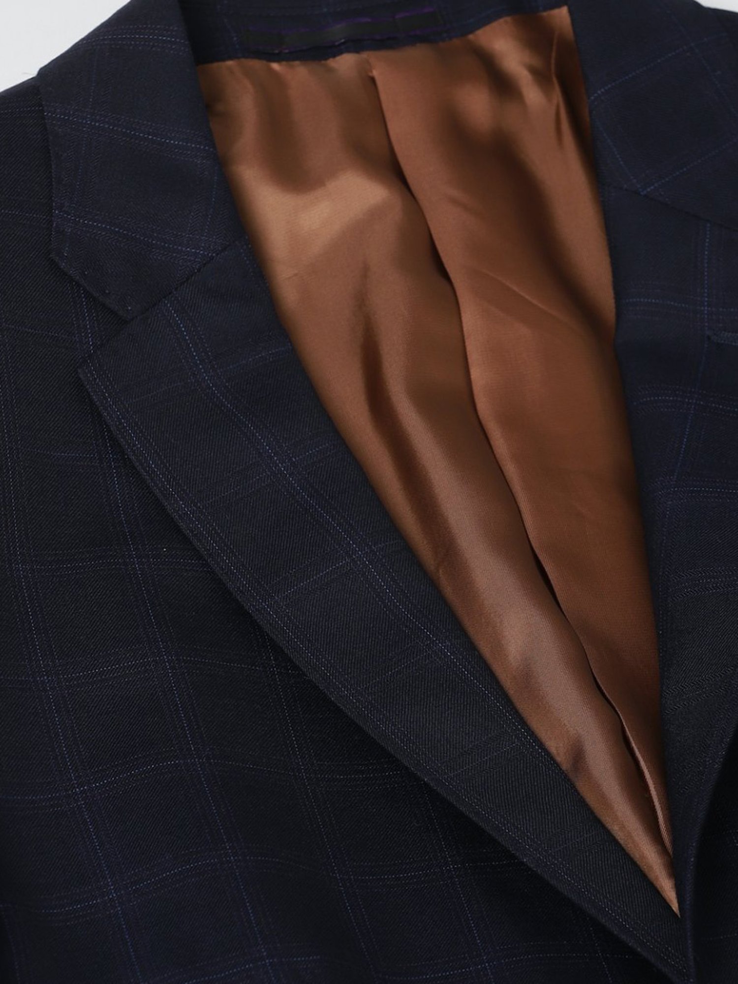 Luxure By Louis Philippe Navy Slim Fit Checks Two Piece Suit