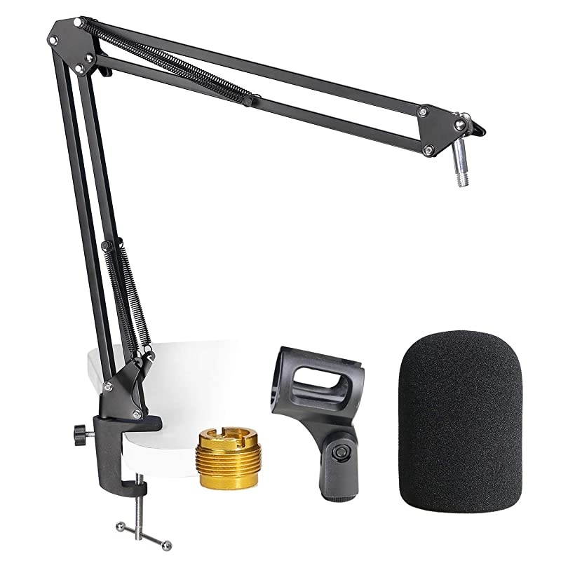 AT2020 Mic Stand with Pop Filter Microphone Boom Arm Stand with Foam Windscreen for AT2020 USB+ AT2035 Condenser Microphone by