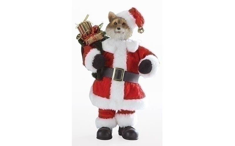 Roman 10" Red and White Christmas Santa Fox with Satchel Tabletop