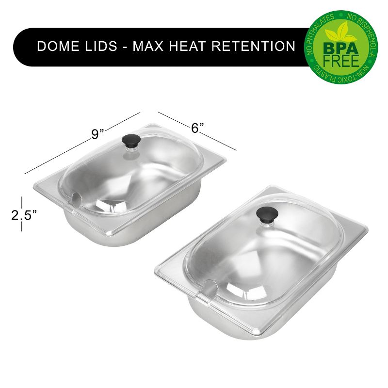 Brentwood 3 Quart 2 Pan Buffet Server and Warming Tray in Brushed Stainless Steel