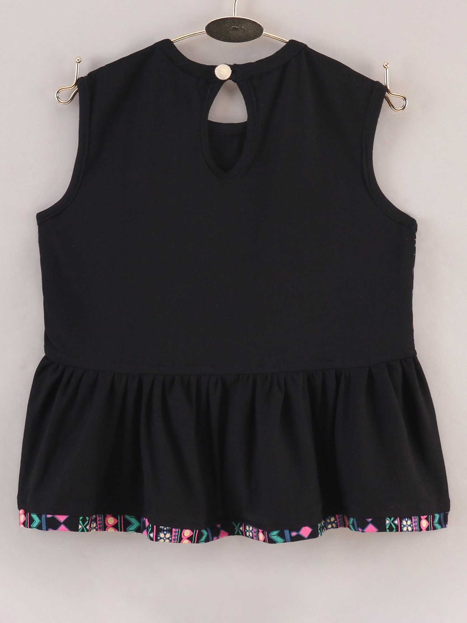 TWISHA Kids Black & Sea Green Printed Top with Dhoti