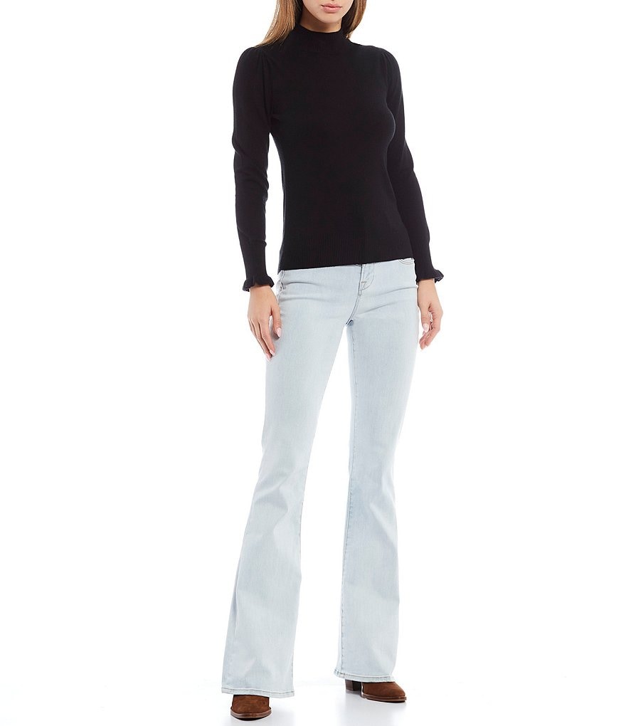 A Loves A Round Neck Long Bishop Sleeve Rib Knit Sweater