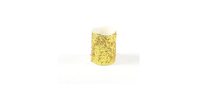 Melrose 4" Seasons of Elegance Gold Glittered Flameless LED Wax Christmas Pillar Candle