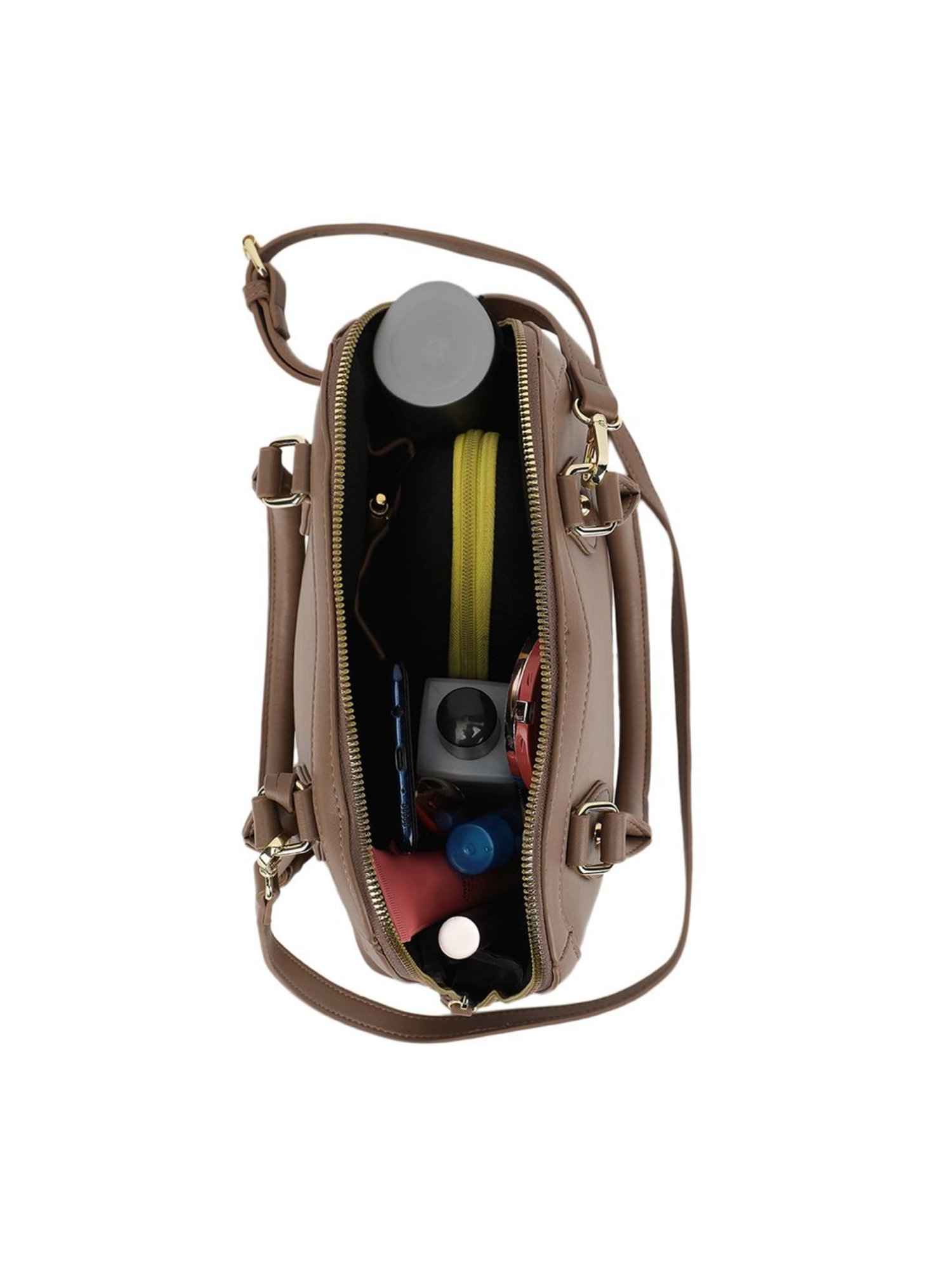 Tyra Iris Taupe Solid Faux Leather Handbag