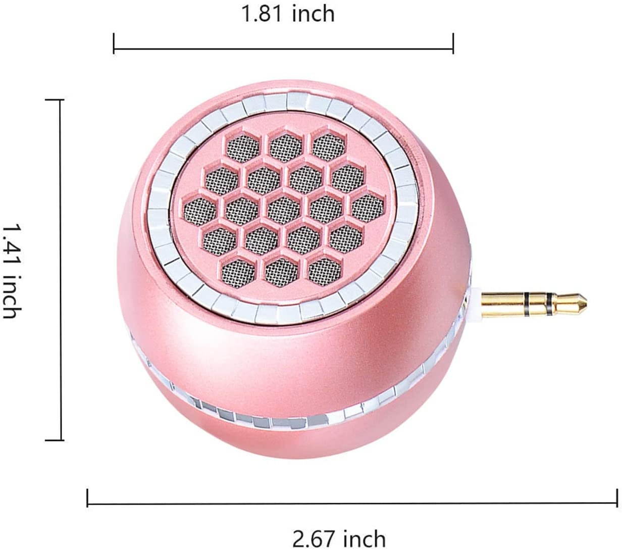 Mini Portable Speaker with Clear Bass 3.5mm Aux Audio Interface, 3W Mobile Phone Speaker Line-in Speaker Compatible for iPhone/Android Phones/iPad Tablet/Computer/iPod(Rose Gold)