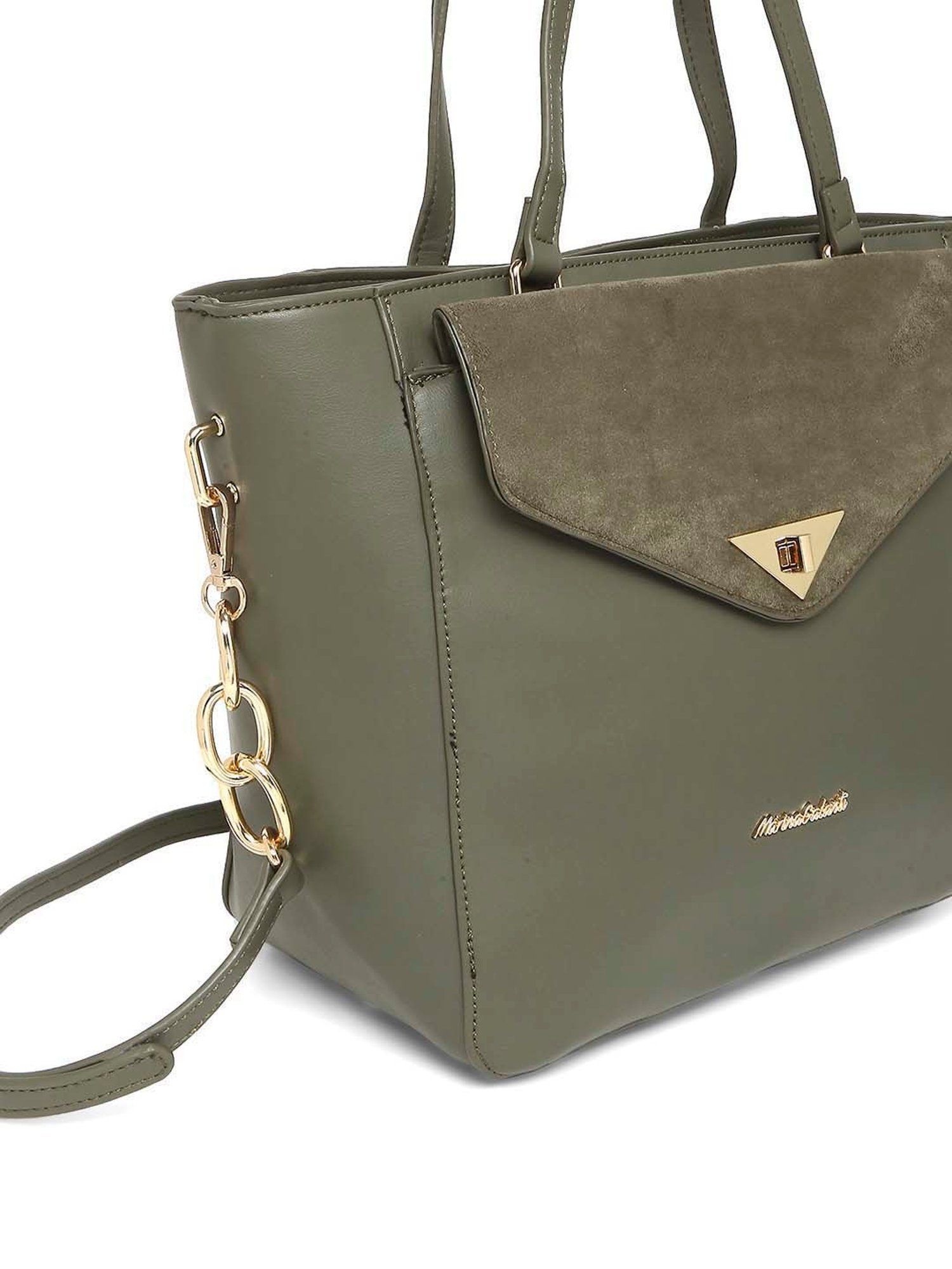 Marina Galanti Olive Solid Medium Tote Handbag