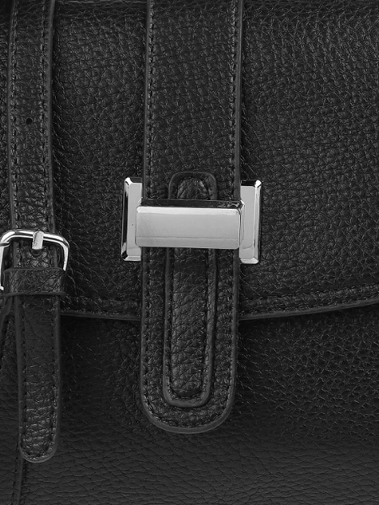 Mochi Black Textured Medium Satchel