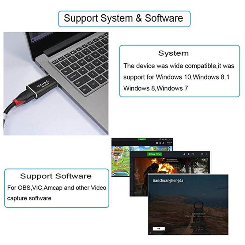 Lejiahong Video Capture Cards HDMI to USB2.0 Game Video and o Grabber Card Full HD 1080P Capture Recording Box