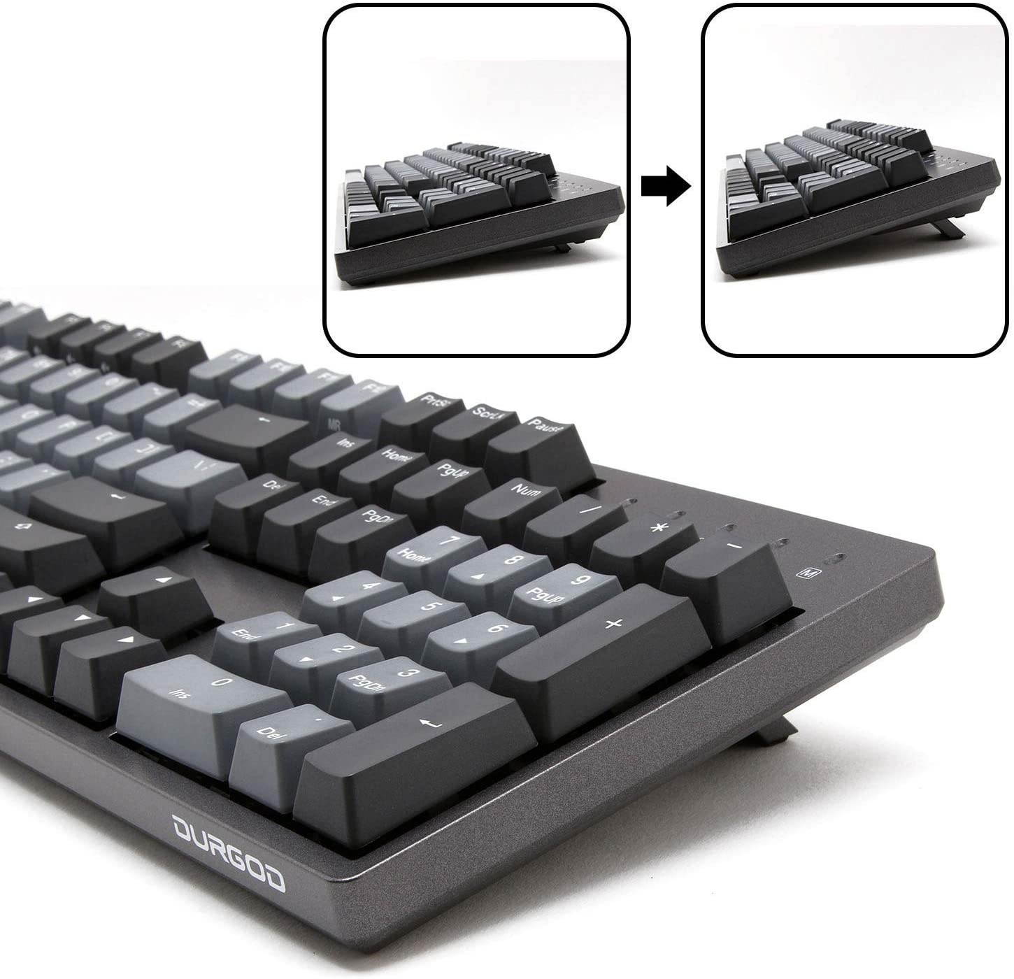 Durgod Taurus K310 Mechanical Gaming Keyboard - 104 Keys - Double Shot PBT - NKRO - USB Type C (Cherry Silent Red, Grey)