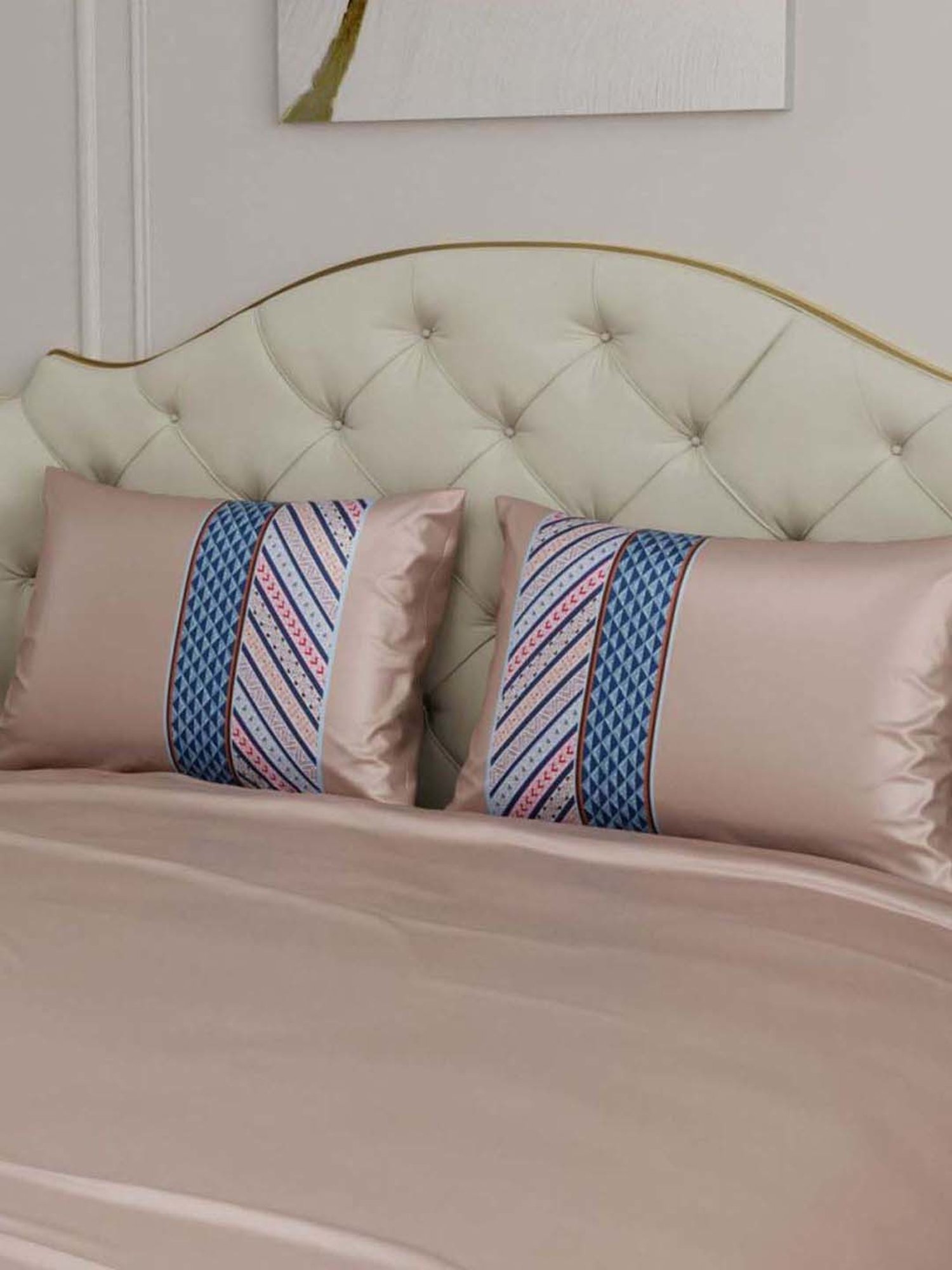 Stoa Paris Black Polyester 300 TC Chateau Charisma Double Bed Sheet With 2 Pillow Covers