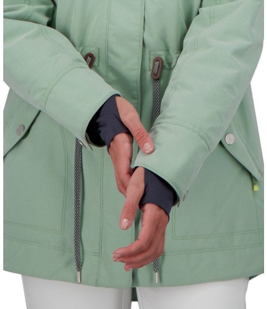 Obermeyer Celestia Hooded Stand Collar Thumbhole Cuff Interior Pocket Ski Jacket