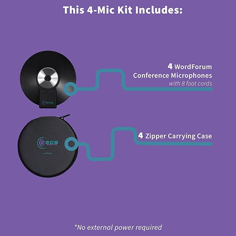 3.5mm 360&deg; Stereo Conference Microphone - Omnidirectional Digital Recording for Meetings, Teleconferencing, Video Conferencing - Daisy Chain Option ((4) 3.5 mm)