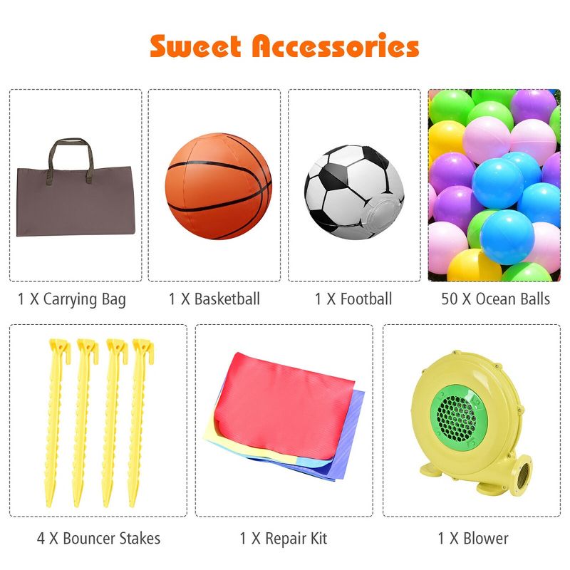 Costway Inflatable Bounce House Castle Slide Bouncer Shooting Net