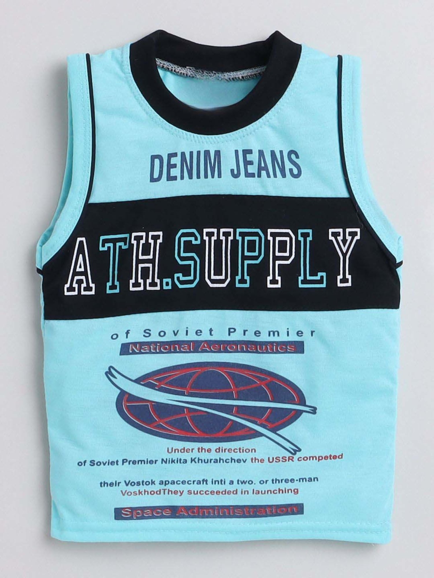 Fourfolds Unisex Sky Blue Printed Clothing Set