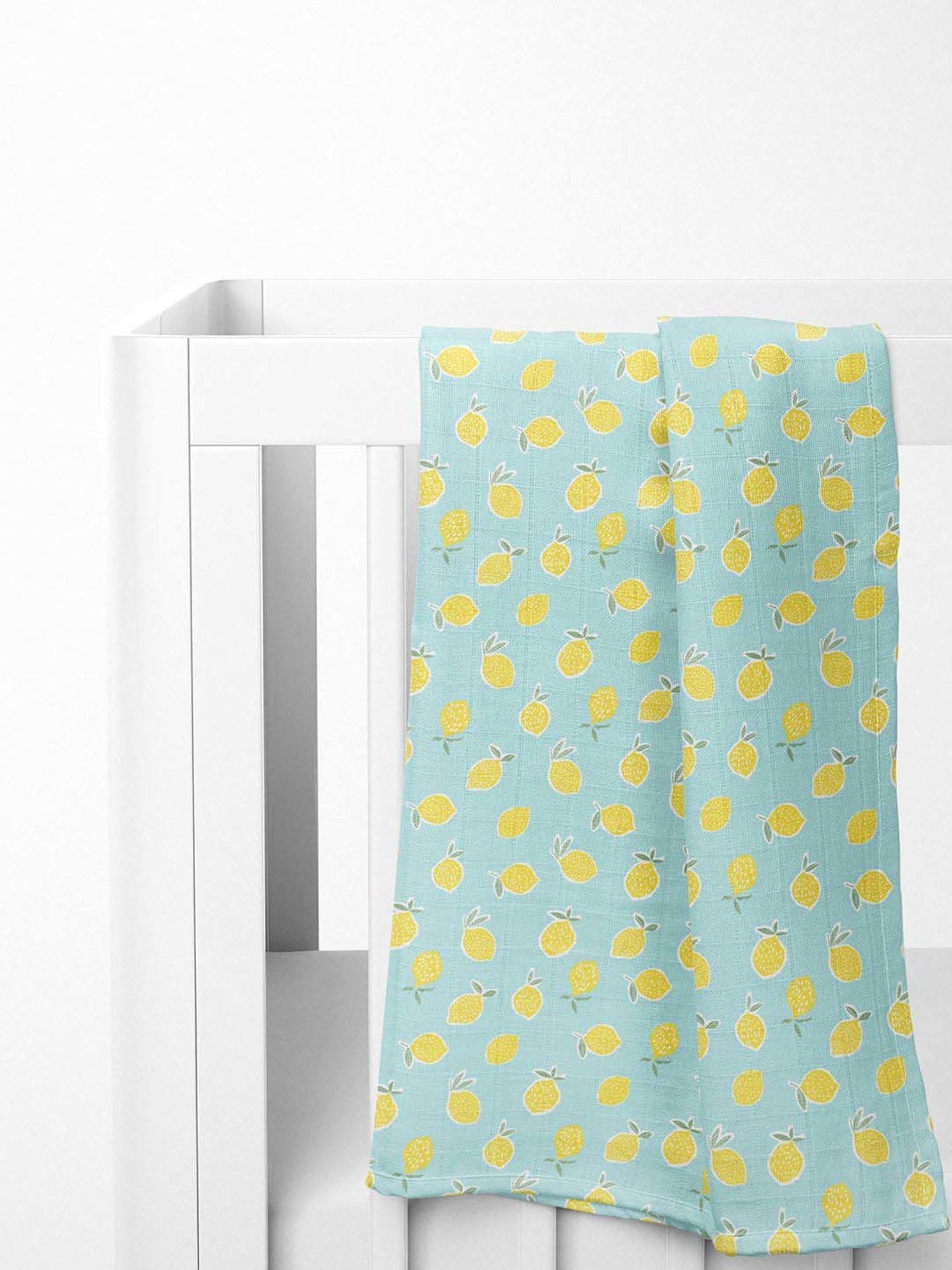 Haus & Kinder Kids White & Aqua Blue Cotton Printed Swaddle (Pack of 4)