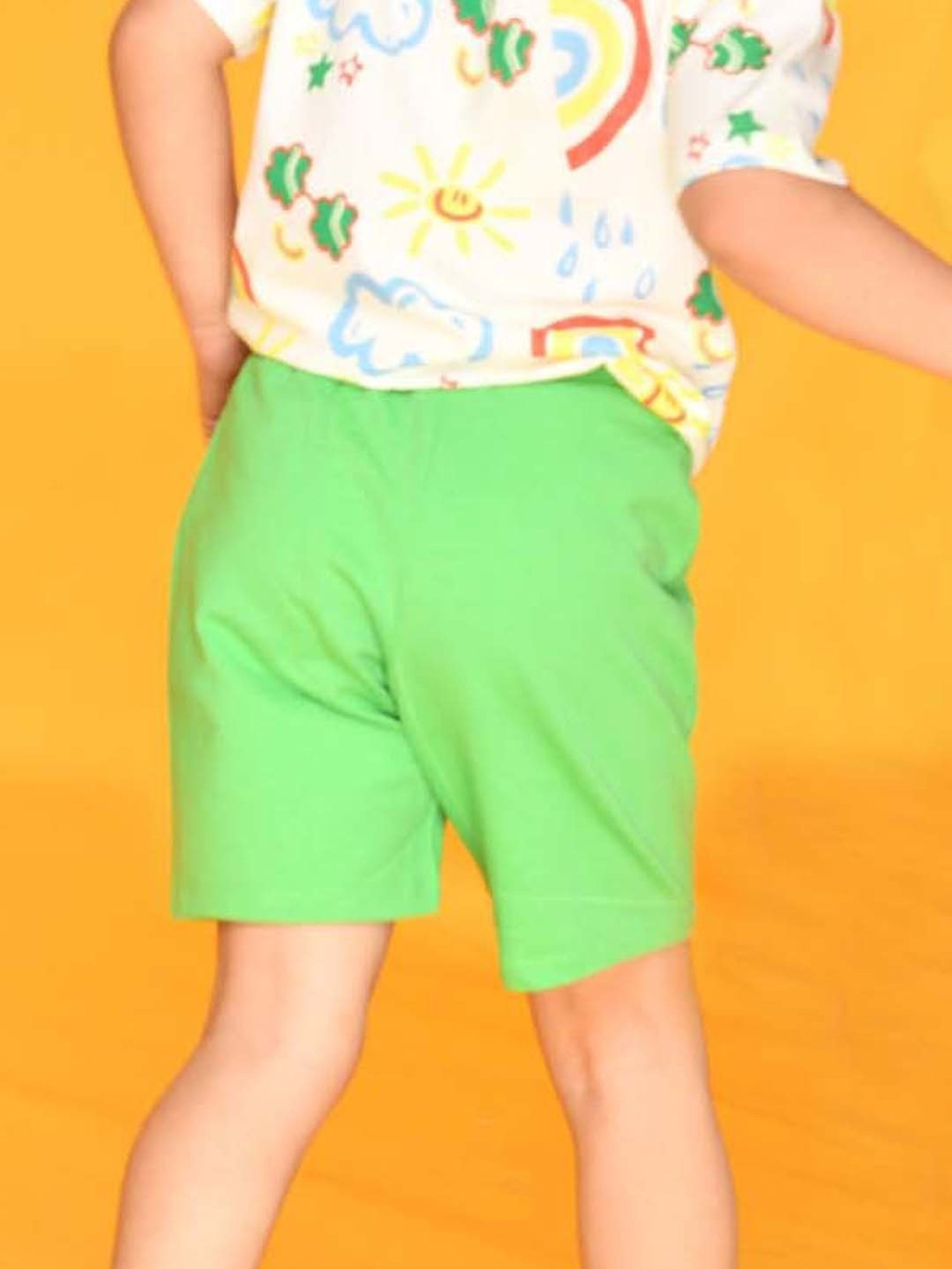 Anthrilo Kids Green Cotton Printed Shorts