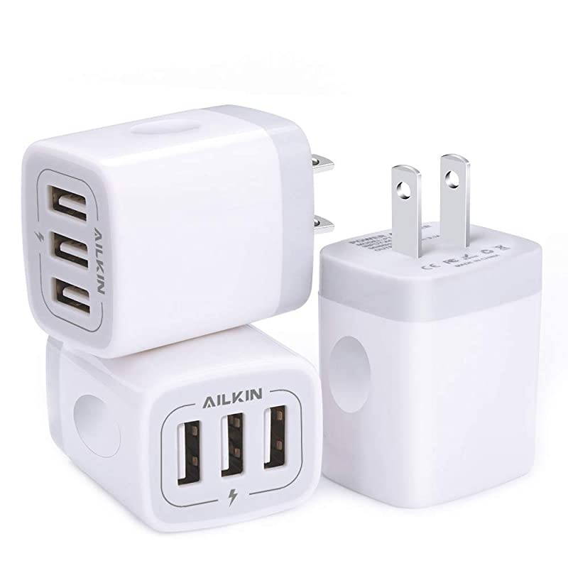 Wall Charger USB Charger Adapter  31A3Pack Muti Port Fast Charging Station Power Charge Base Block Plug for iPhone SE11Pro MaxX87 Plus Samsung S10S9S8S7 Kindle Fire USB Plug