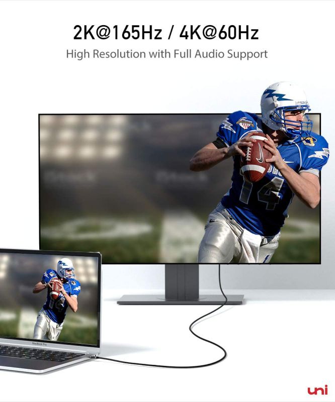 USB C to DisplayPort Cable 10ft(3m) for Home Office (4K@60Hz, 2K@165Hz), uni Sturdy Aluminum DisplayPort to USB C Cable [Thunderbolt 3 Compatible] for MacBook Pro, MacBook Air/iPad Pro 2020/2018