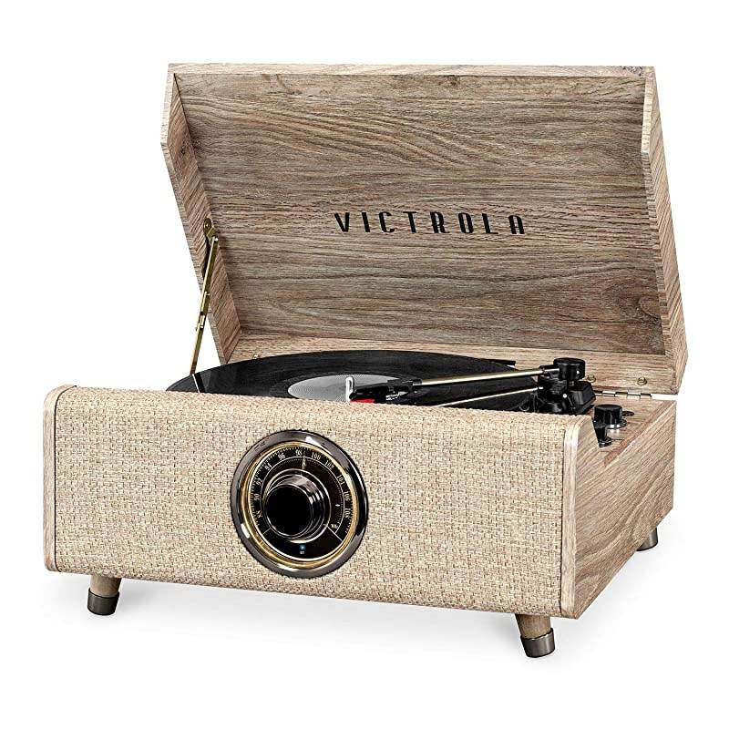 s 4-in-1 Highland Bluetooth Record Player with 3-Speed Turntable with FM Radio (VTA-330B-FOT)