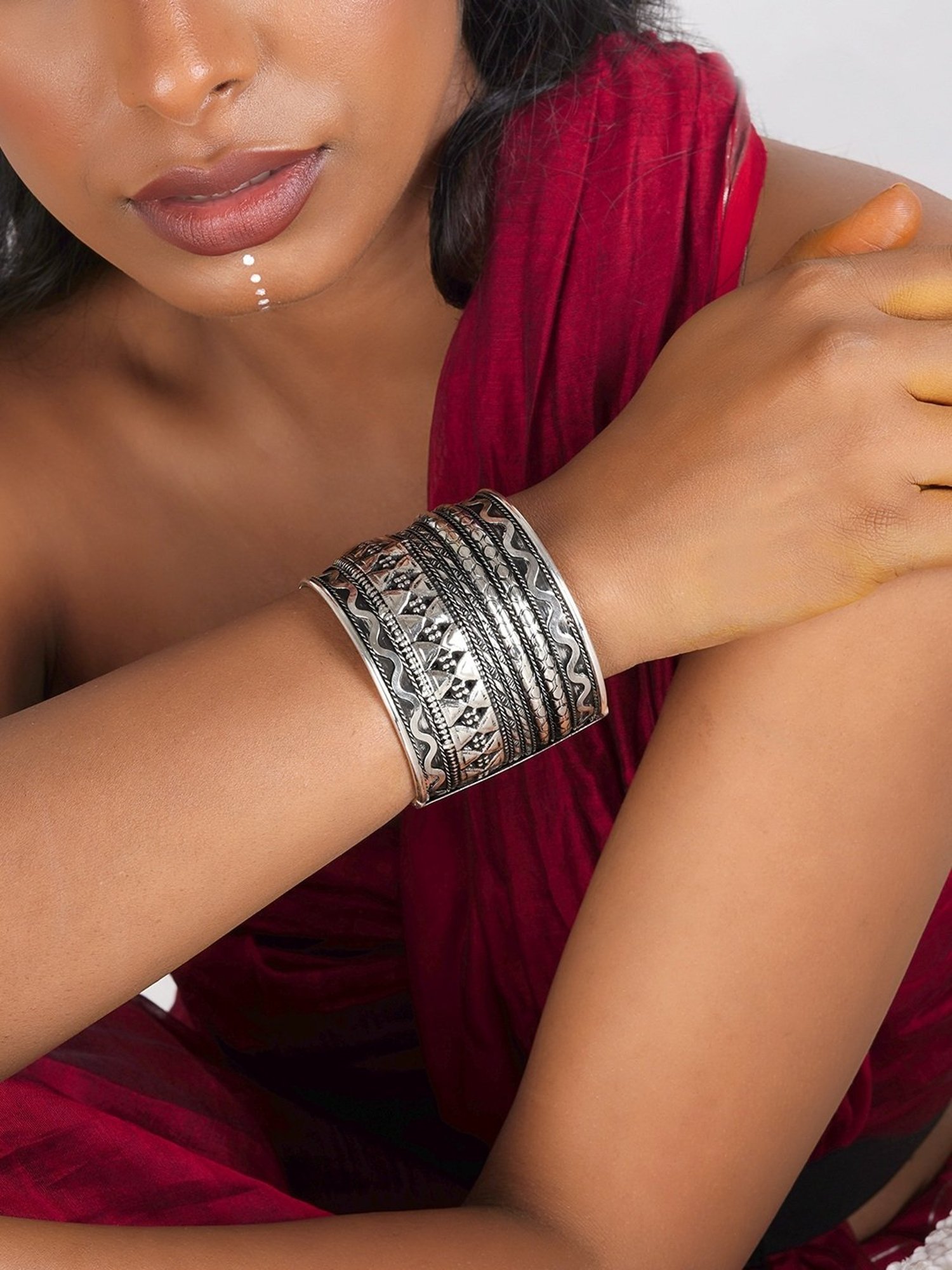 Teejh Sadhana Black Cuffs Bracelet for Women