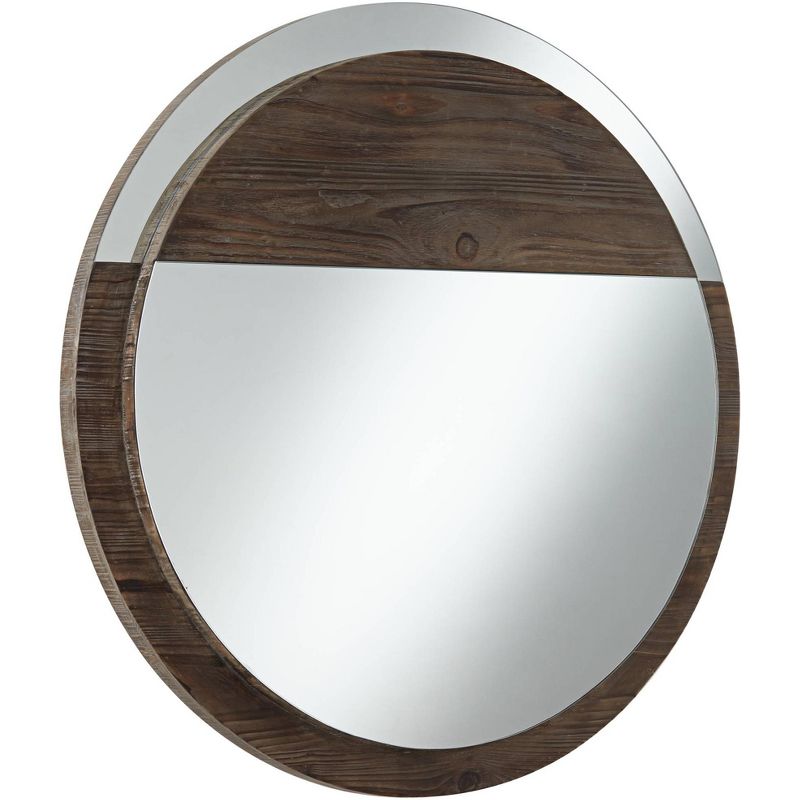 Uttermost Julimar Brown Wood 34" Round Wall Mirror