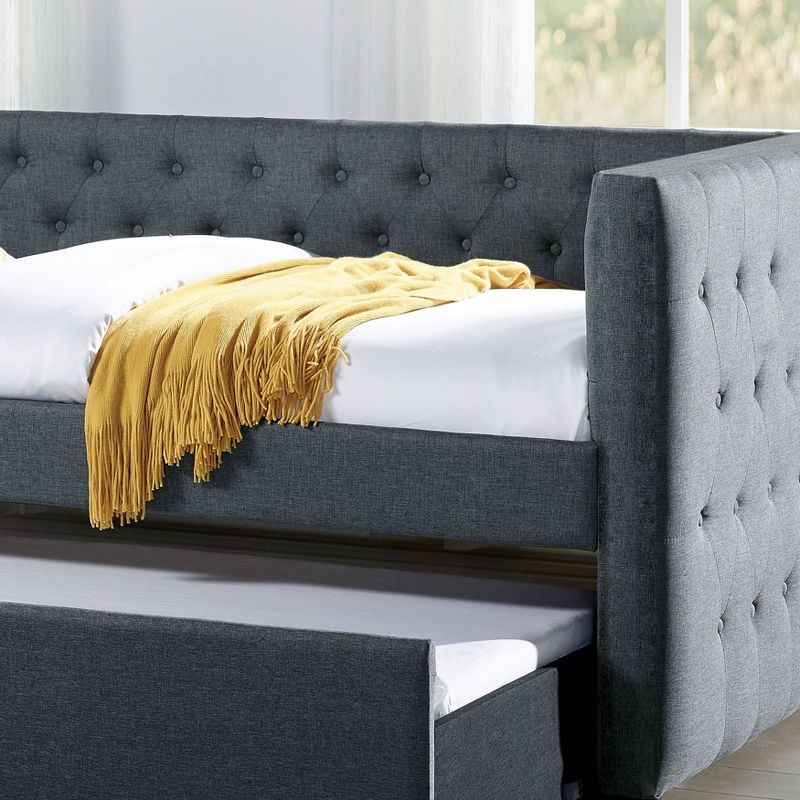 Twin Forestlawn Button Tufted Daybed with Trundle Gray - HOMES: Inside + Out