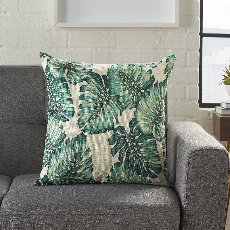 Nourison Trendy, Hip, New-Age Velvet Tropical Palm Multicolor Throw Pillow - 18" x 18"