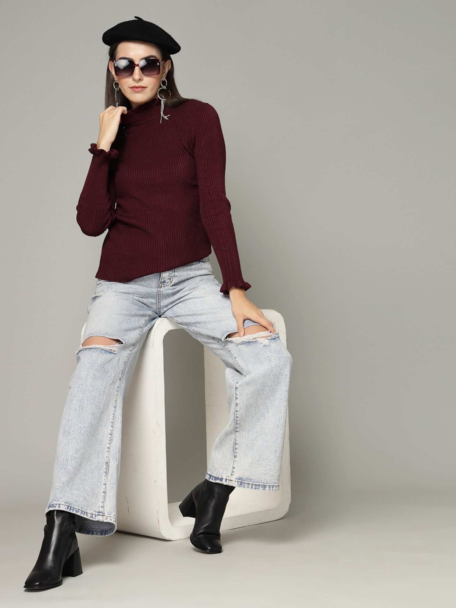 Mafadeny Wine Regular Fit Pullover