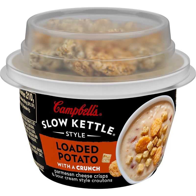Campbell's Slow Kettle Style Loaded Potato Soup With Crunchy Toppings, 7.44oz Microwavable Cup